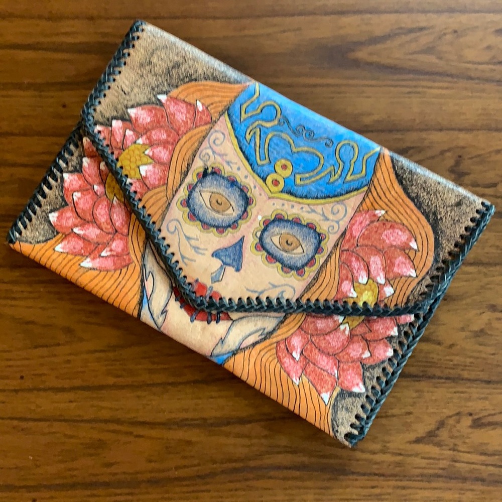 Prisonart Handpainted Leather Clutch